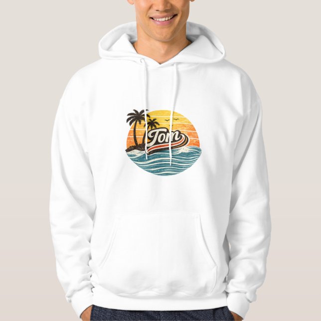 Veste À Capuche Conception de nom Sunset Retro Tom (Devant)
