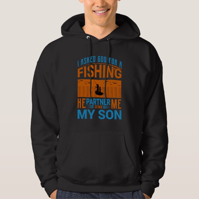 Veste À Capuche Conception de partenaire de pêche père-fils (Devant)
