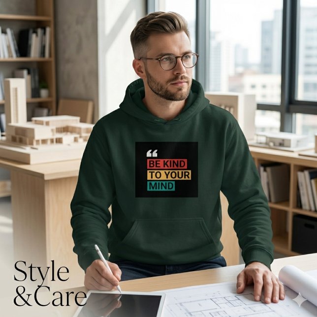 Veste À Capuche Conception de sweat-shirt avec texte Calme pour Êt (Be Kind to Your Mind Calm Text Hoodie Design)