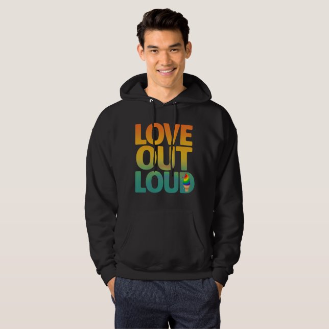 Veste À Capuche Conception de typographie Rétro Fierté Amour à hau (Devant entier)