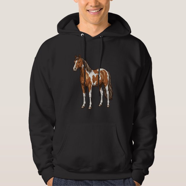 Veste À Capuche Conception de vecteur de cheval Pinto gravé antiqu (Devant)