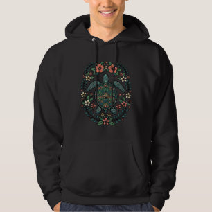 Veste À Capuche Conception de vecteur floral de tortue de mer vint