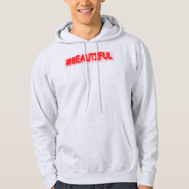 Veste À Capuche Conception d'expression mignonne "#BEAUTIFUL". Com (Devant)