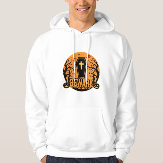 Veste À Capuche Conception d'horreur de citrouille de cercueil d'H (Devant)