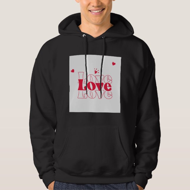 Veste À Capuche Conception graphique de typographie d'amour rouge  (Devant)