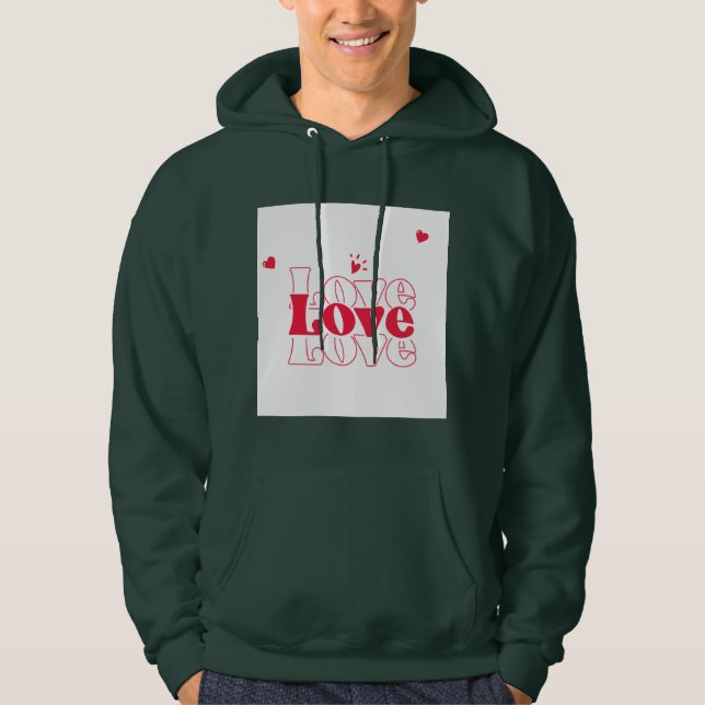 Veste À Capuche Conception graphique de typographie d'amour rouge  (Devant)