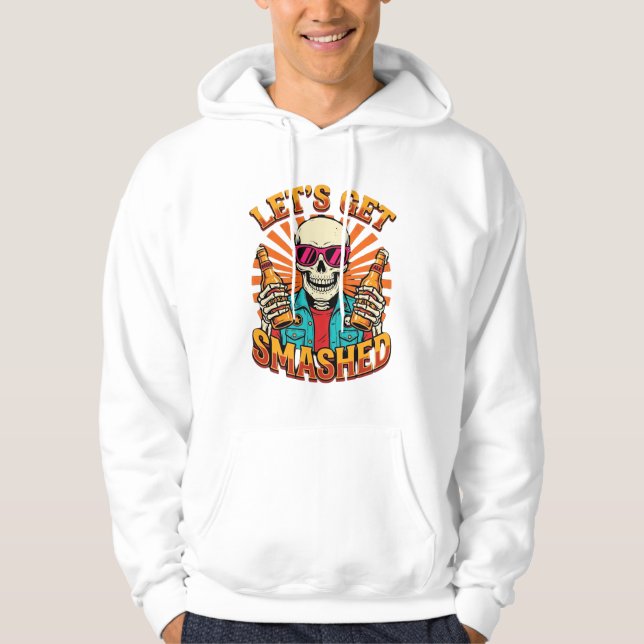 Veste À Capuche Conception squelette de bière écrasée Halloween dr (Devant)