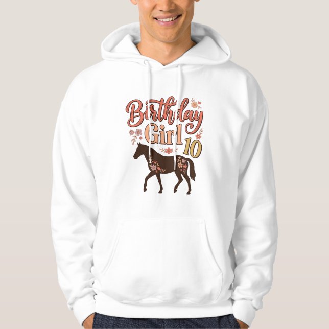 Veste À Capuche Conception vectorielle florale de cheval 10 pour f (Devant)