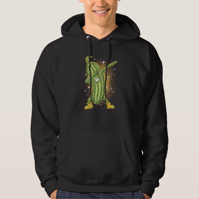 Veste À Capuche Concombre Végétalien Vert Danseur de Dabbing Pickl (Devant)