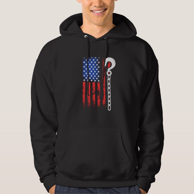 Veste À Capuche Conducteur de dépanneuse patriotique Drapeau améri (Devant)