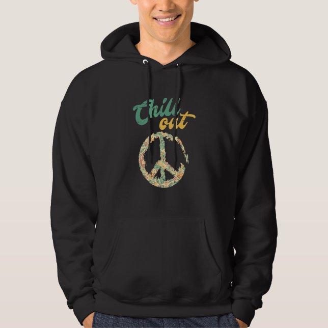 Veste À Capuche Connexion Paix Rétro Décontracter (Devant)