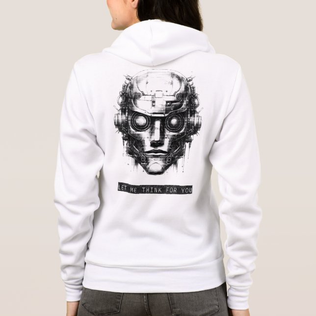 Veste À Capuche Contrôle mental Cyberpunk Noir Impression avant et (Dos)