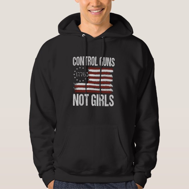Veste À Capuche Contrôler les armes et non les filles (Devant)