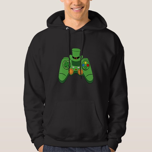 Veste À Capuche Contrôleur de jeu vidéo irlandais St Patrick Day G (Devant)