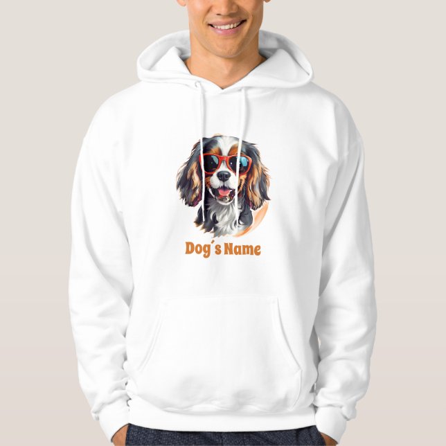 Veste À Capuche Cool Cavalier King Charles Spaniel Avec Sunglasse (Devant)