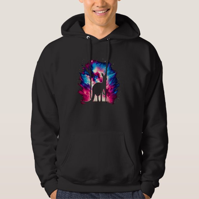 Veste À Capuche Cool Cosmic Kangaroo Galaxy Graphisme Art de l'esp (Devant)