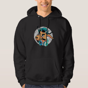 Veste À Capuche Cool Dj Chèvre avec casque Punk Chèvre amour musiq
