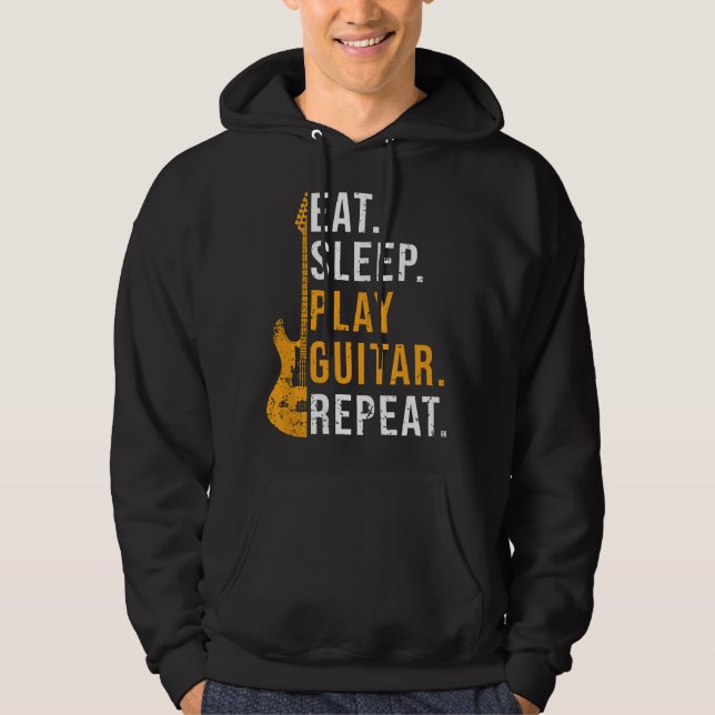 Veste À Capuche Cool Guitar Silhouette Paintbrush Art Icons Slogan (Devant)