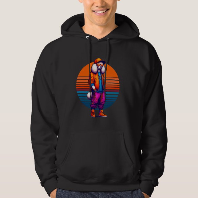 Veste À Capuche Cool Poodle Chien Moderne Style Urbain Sunset Retr (Devant)