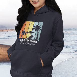 Veste À Capuche Cool Retro Beach Vacances Famille Voyage Marine Bl