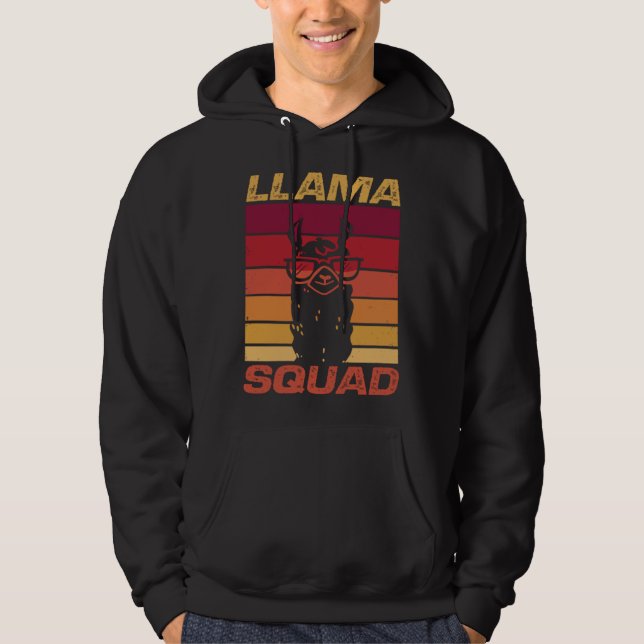 Veste À Capuche Cool Retro Sunglasses Llama  Llama Squad (Devant)