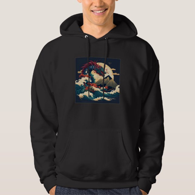 Veste À Capuche Cool Sea Dragon Illustration Ocean Waves Sunset Wo (Devant)