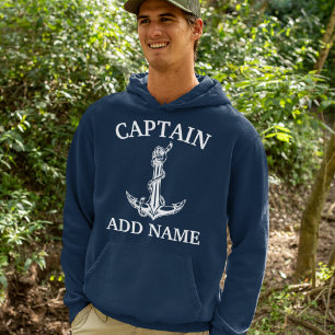 Veste À Capuche Corde d'Ancre nautique vintage Nom du capitaine T-