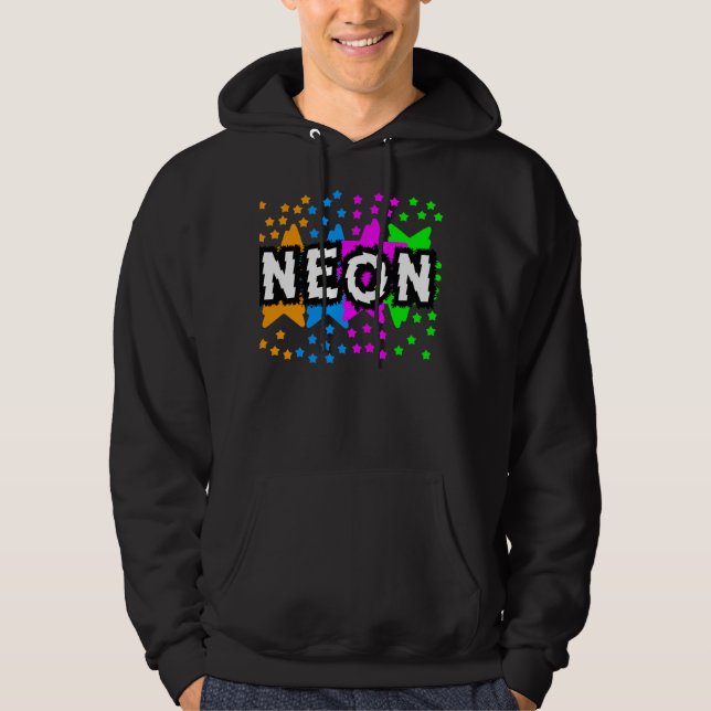 Veste À Capuche COREY TIGER 1980s RÉTRO ÉTOILES NEON (Devant)