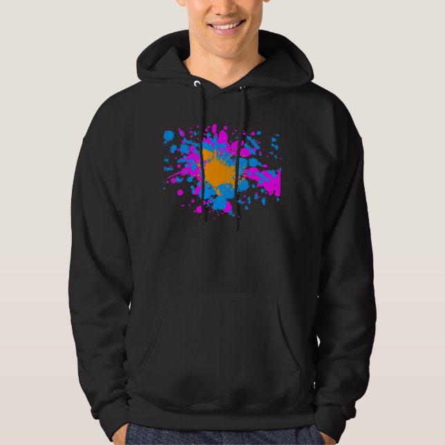 Veste À Capuche Corey Tiger 80s Rétro Tache de Peinture (Multicolo (Devant)