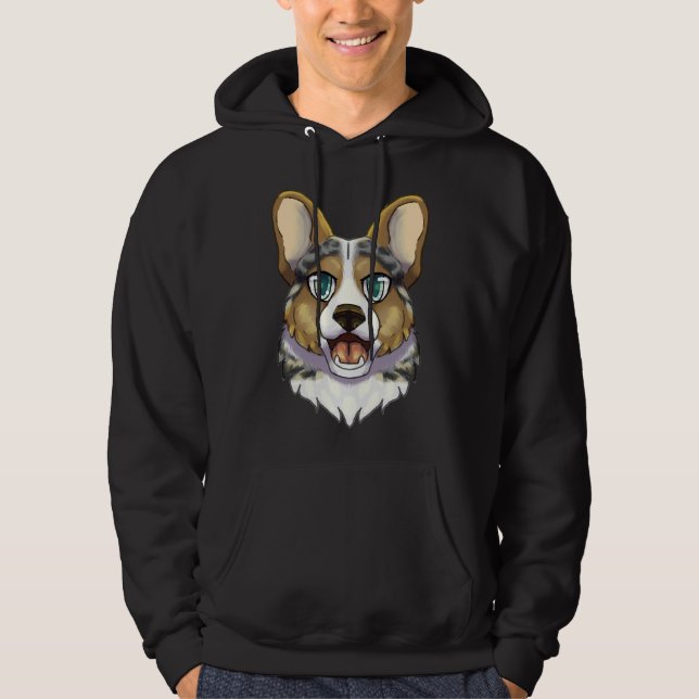 Veste À Capuche Corgi bleu merle (Devant)