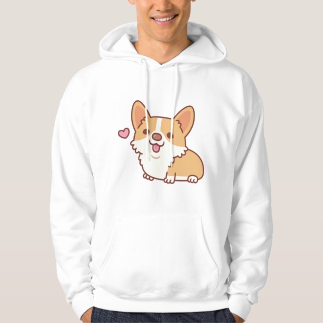 Veste À Capuche Corgi Chien mignon et souriant (Devant)