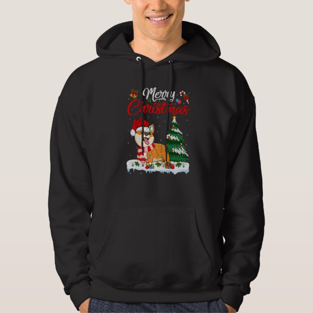 Veste À Capuche Corgi Chien Xmas Éclairage Corgi Joyeux Noël (Devant)