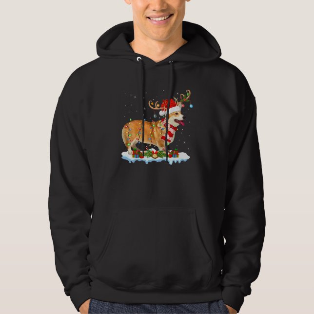 Veste À Capuche Corgi Dog Lighting Père Noël Reindeer Casquette Co (Devant)