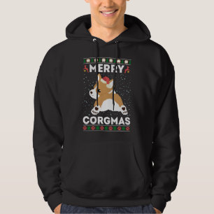 Veste À Capuche Corgi laide de Noël Joyeux Corgmas Père Noël C