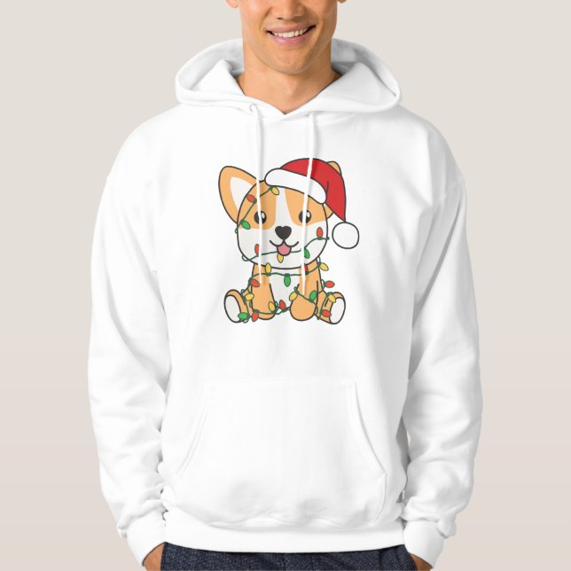 Veste À Capuche Corgi Noël Animaux d'hiver Chien (Devant)