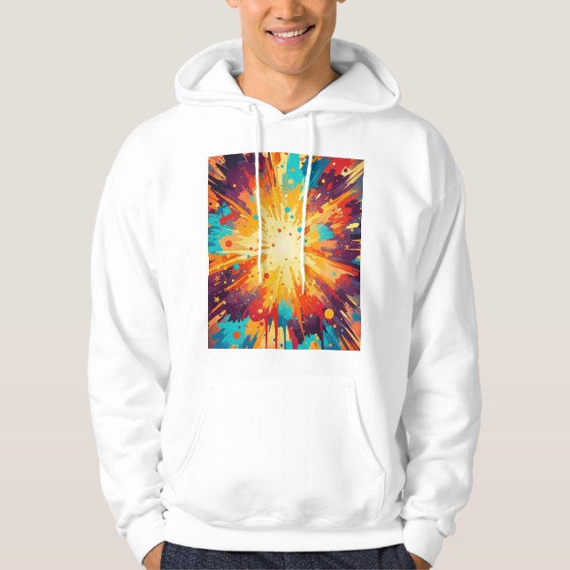 Veste À Capuche Cosmic Burst Abstract Splatter Art (Devant)