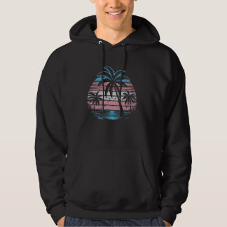 Veste À Capuche Coucher de soleil rétro Palm Beach avec la fierté