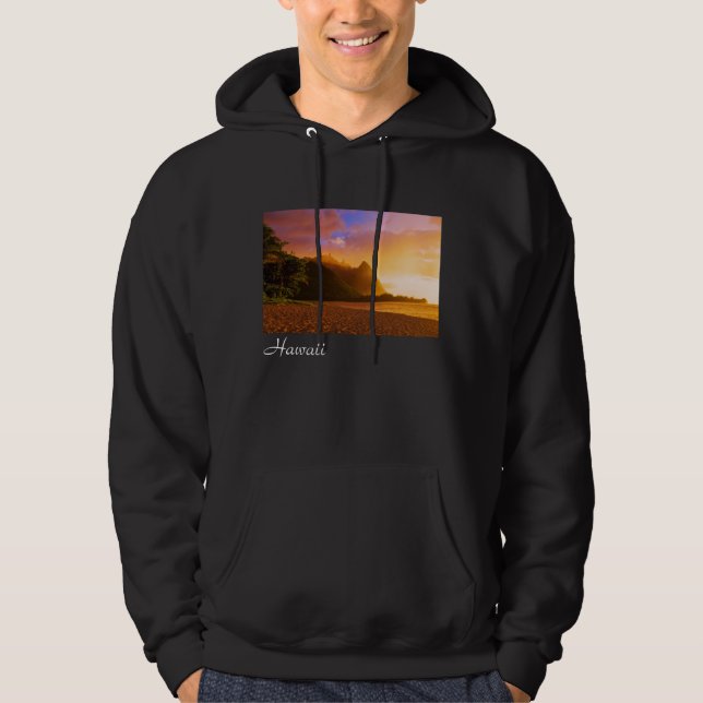 Veste À Capuche Coucher de soleil sur la plage dorée, Hawaï (Devant)