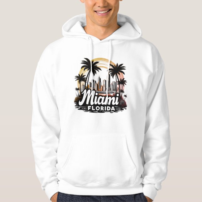 Veste À Capuche Coucher de soleil sur Miami en Floride (Devant)