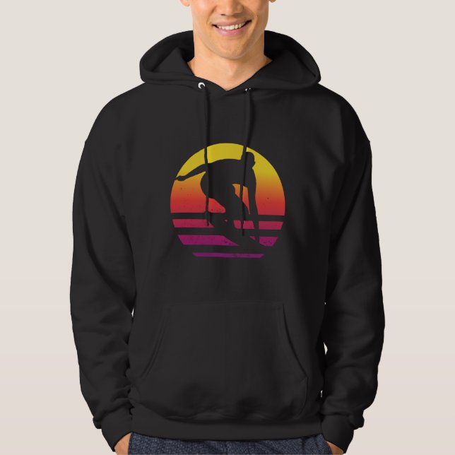 Veste À Capuche Coucher de soleil surfeur Rétro (Devant)