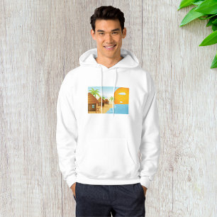 Veste À Capuche Coucher de soleil tropical avec des huttes de chau