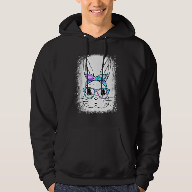 Veste À Capuche Coupe Empreinte de léopard Visage Bunny Pâques Fem (Devant)