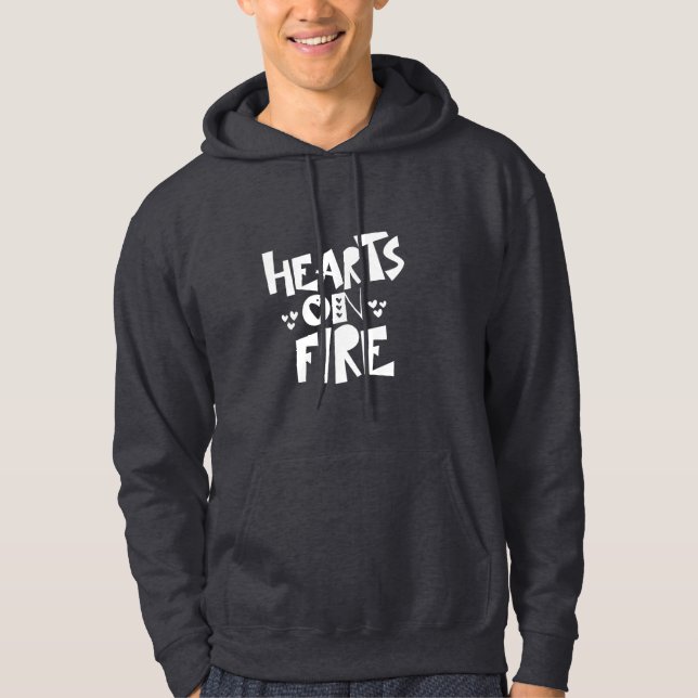 Veste À Capuche Couple Coeurs D'Art En Feu (Devant)