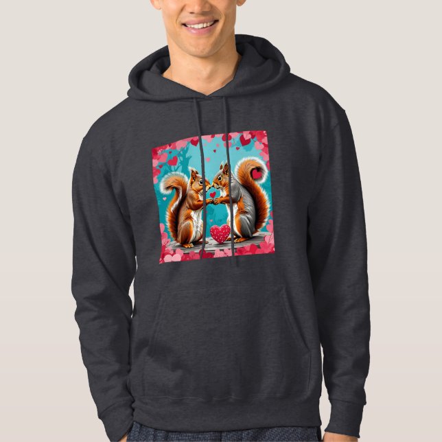 Veste À Capuche Couple d'écureuils amoureux (Devant)