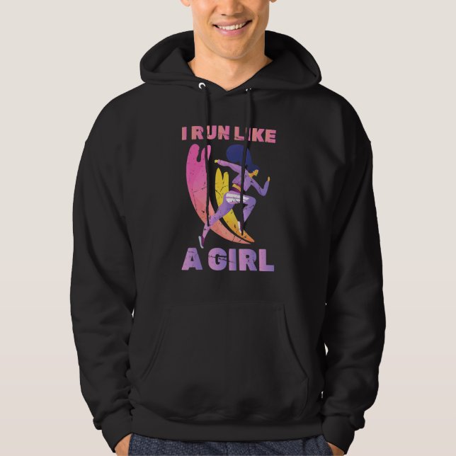 Veste À Capuche Courir - Une Fille Aime Courir - Marathon - Jogger (Devant)