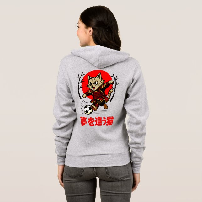 Veste À Capuche Cozy Anime Samurai Cat Soccer - For Japanese Cultu (Dos entier)