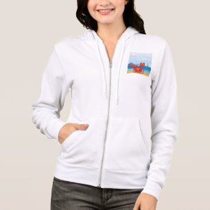 Veste À Capuche Crabe heureux sur la plage avec un phare