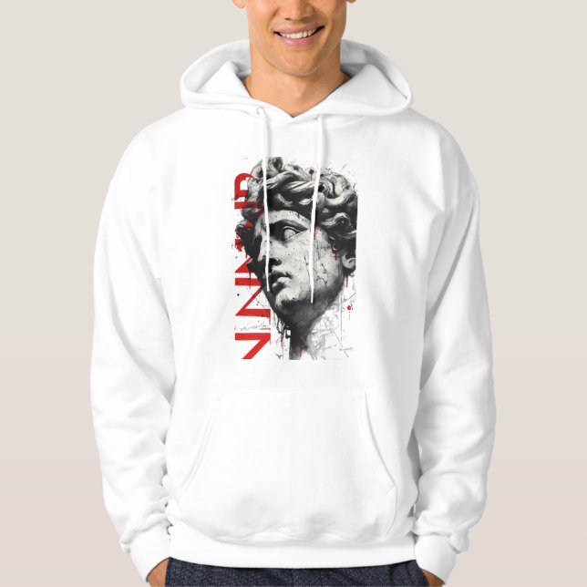 Veste À Capuche Cracked Classical Bust Trash Polka Art Hoodie (Devant)