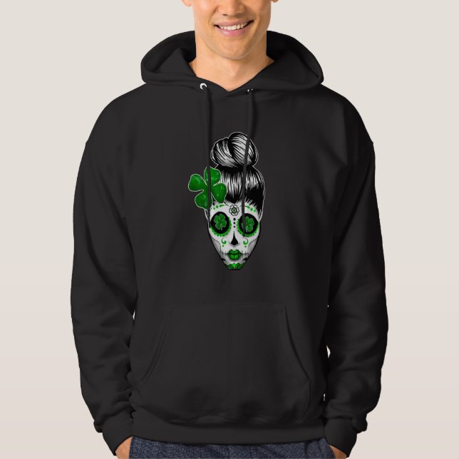 Veste À Capuche Crâne à sucre St. Patricks Day Femmes (Devant)