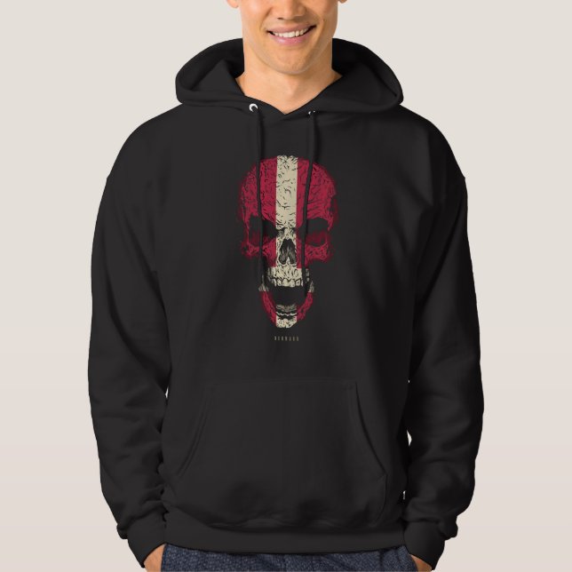 Veste À Capuche Crâne avec Drapeau Danemark Squelette Racines dano (Devant)